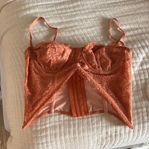 Urban Outfitters Lace Bustier in Warm Orange
